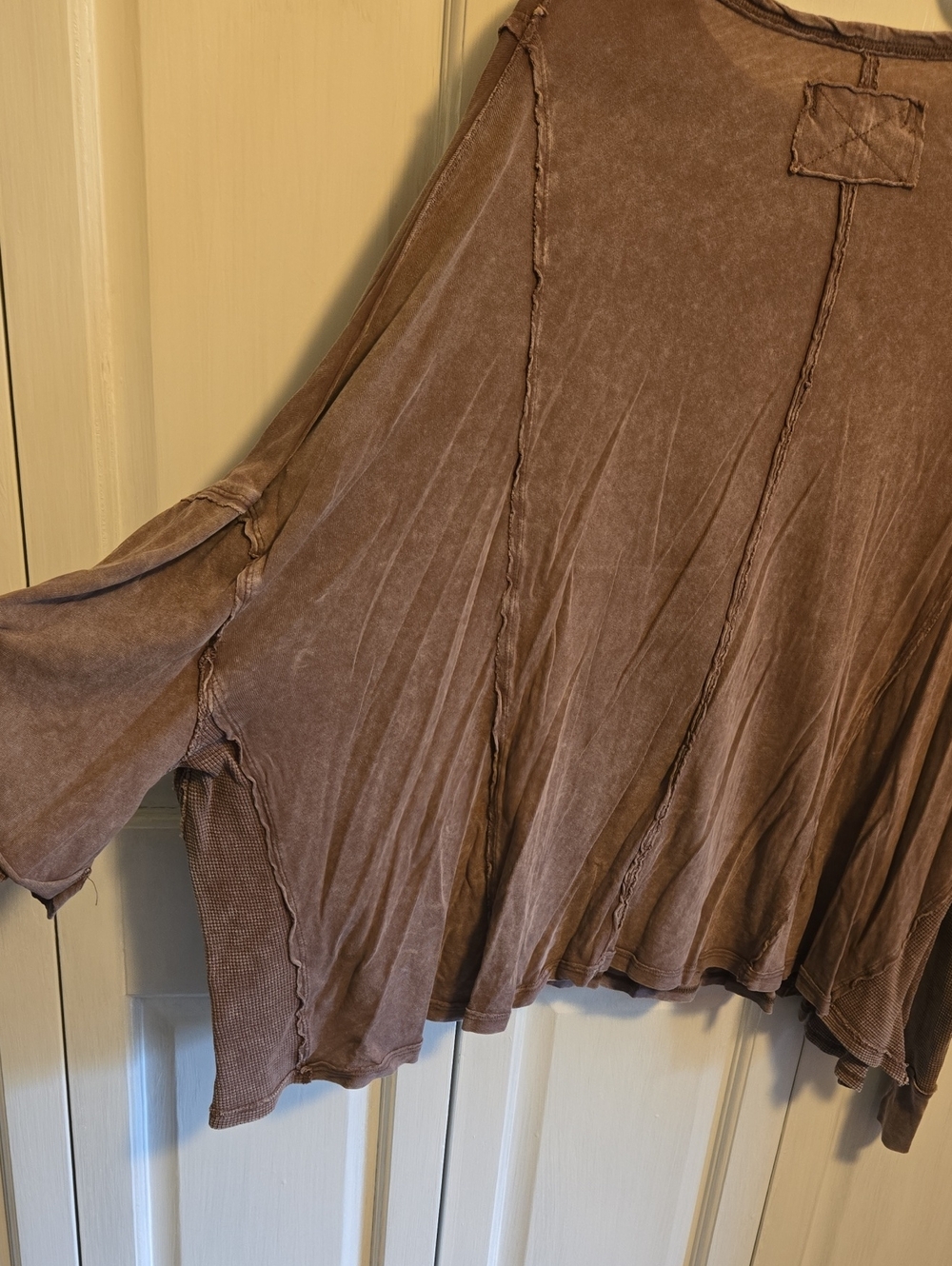 We The Free Washed Brown Long Sleeve Pocket Top - Picture 5 of 5